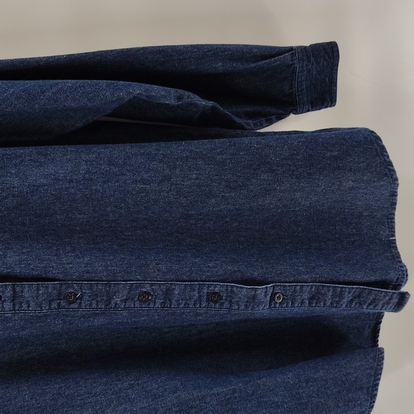 Style Studio Button Up Denim Shirt Size Medium Leaf Detail On Detachable Collar - Picture 8 of 9